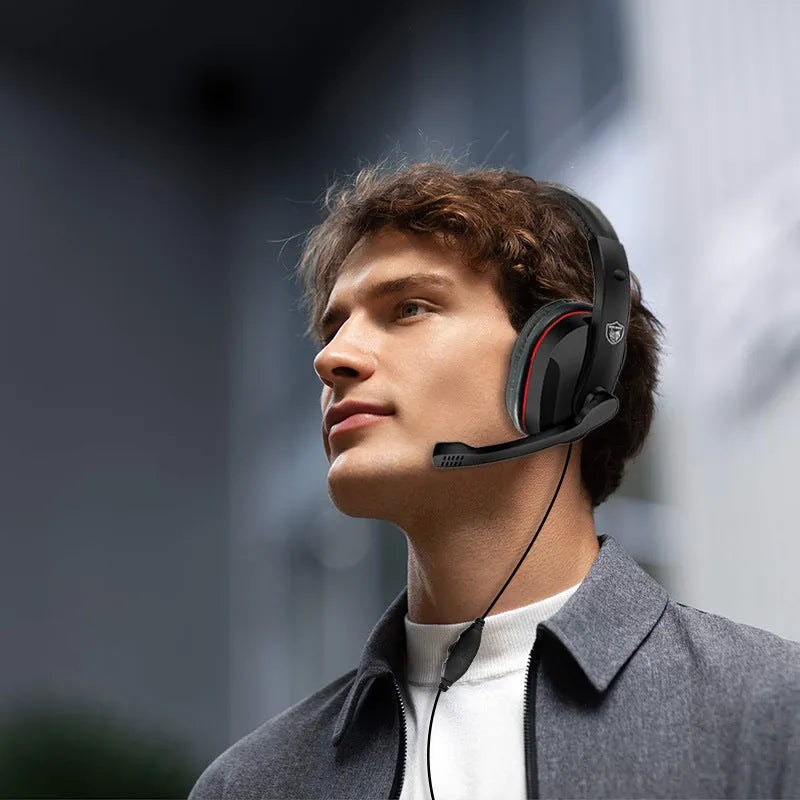 Black wired gaming headset with 40mm speakers and a 6.3mm straight plug on a 1.2m cable.