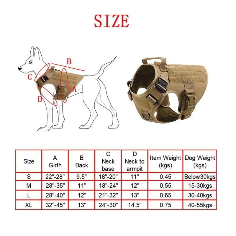 Pet training vest 6-piece tactical battle suit for dogs in CP camouflage and black
