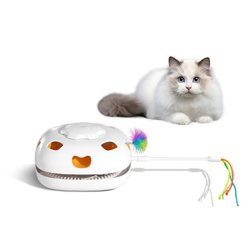 Plastic cat interactive toy with self-hi relief teaser mechanism in picture colour