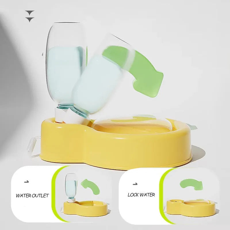 Green portable pet travel water cup with drinking bowl extended, showing 2-in-1 design for dogs