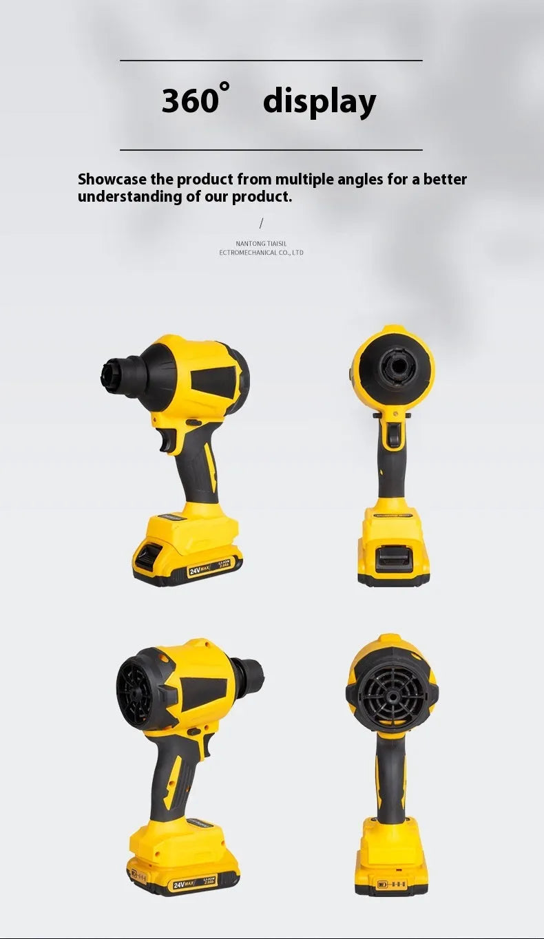 Yellow 680W rechargeable lithium battery dust gun with blowing and suction functions for household cleaning