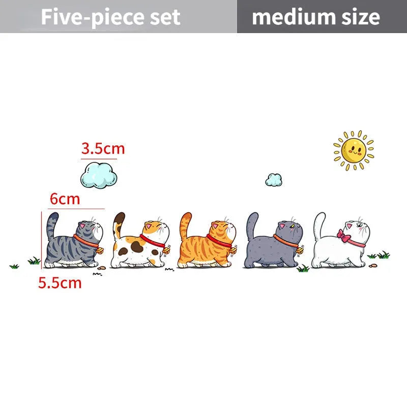 New Climbing Cats car sticker funny animal waterproof PVC decoration five cats walking L M S sizes