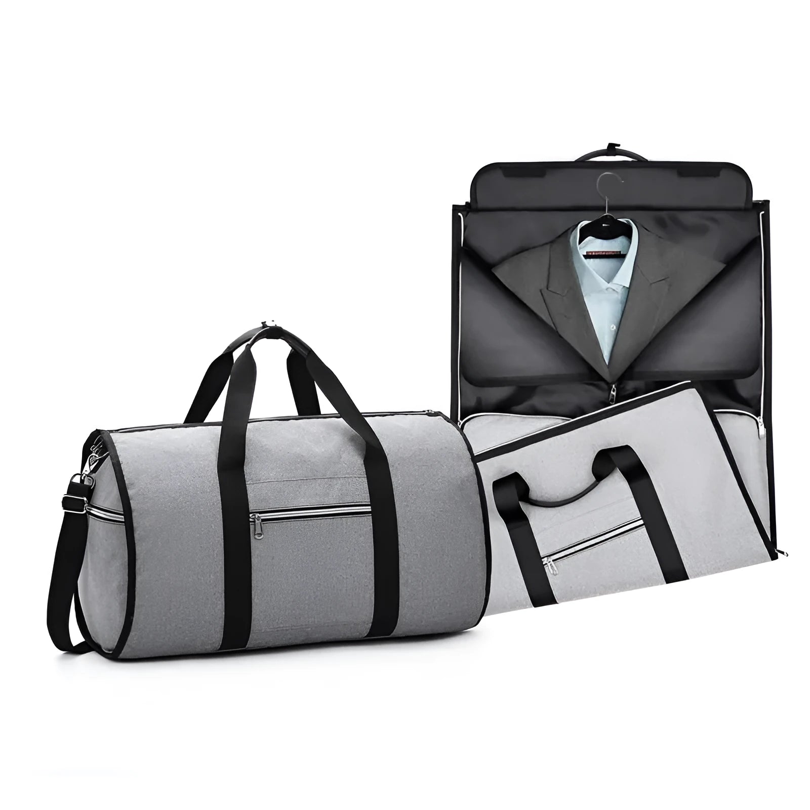 Cylinder-shaped travel bag in Oxford cloth with zipper opening and internal pocket