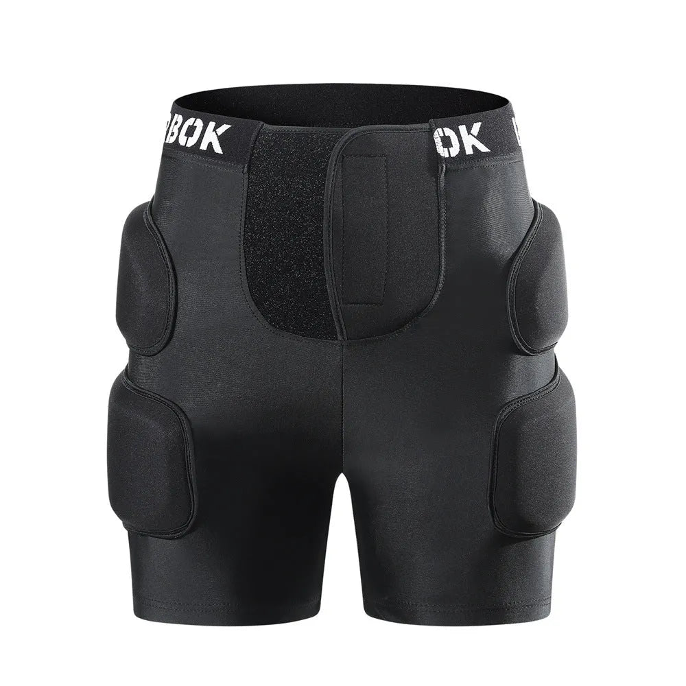 Black roller skating hip pad pants made from spandex and NBR foam for fall protection