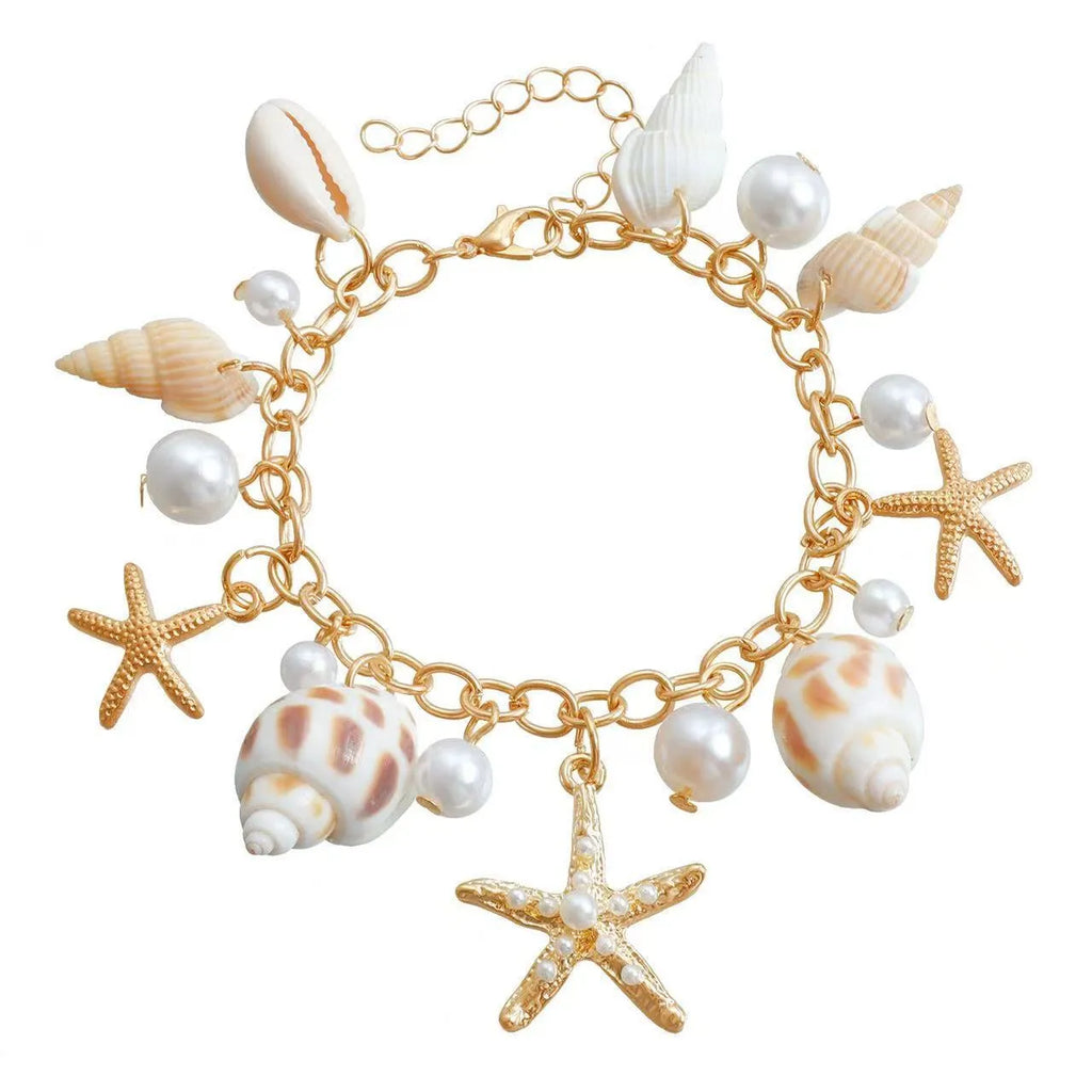 Women's alloy waist chain and bracelet set with star charms for summer beach fashion