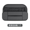 Black genuine leather car seat back storage bag with multiple compartments
