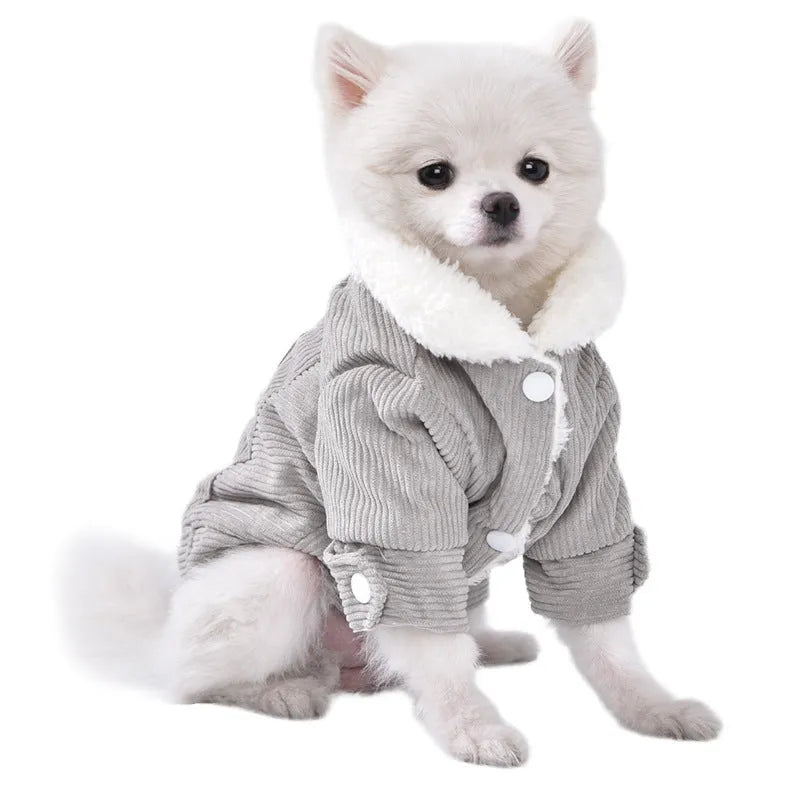 Lambswool grey dog fleece vest with wool lining for autumn and winter wear