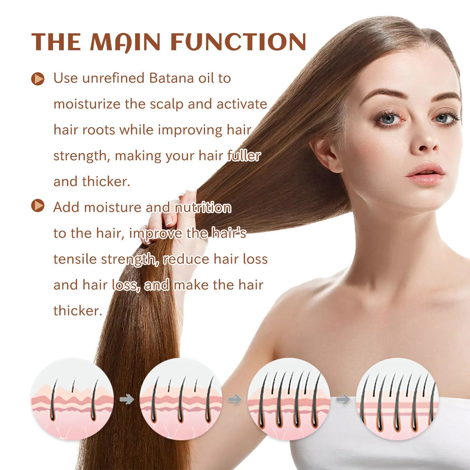 Batana oil hair conditioner straightening smoothing hair mask for anti hair loss split ends damaged fluffy hair 120ml bottle