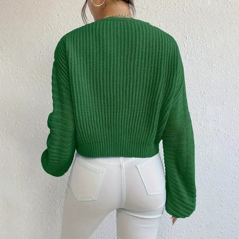 Women's casual long sleeve pullover top in solid colour with textured thread detailing