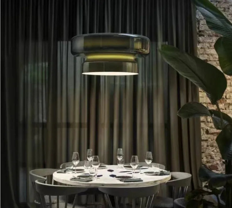 Modern glass chandelier ceiling light with multiple colour options for bedroom and commercial lighting