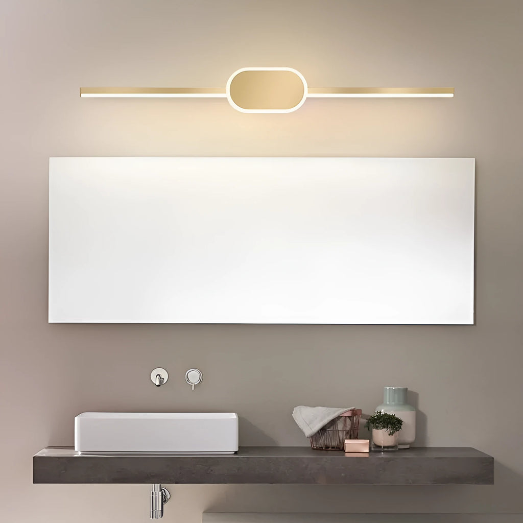 LED makeup light dressing lamp mounted on bathroom mirror front, gold finish, simple modern style