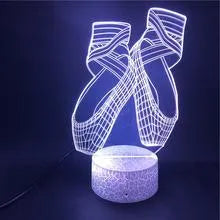 Ballet dancer 3D LED night light with remote control showing seven colour options