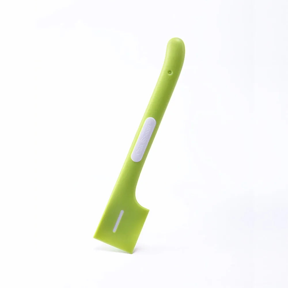 Long-handle pet feeding spoon with right-angle design for cat dog wet food cans in green colour