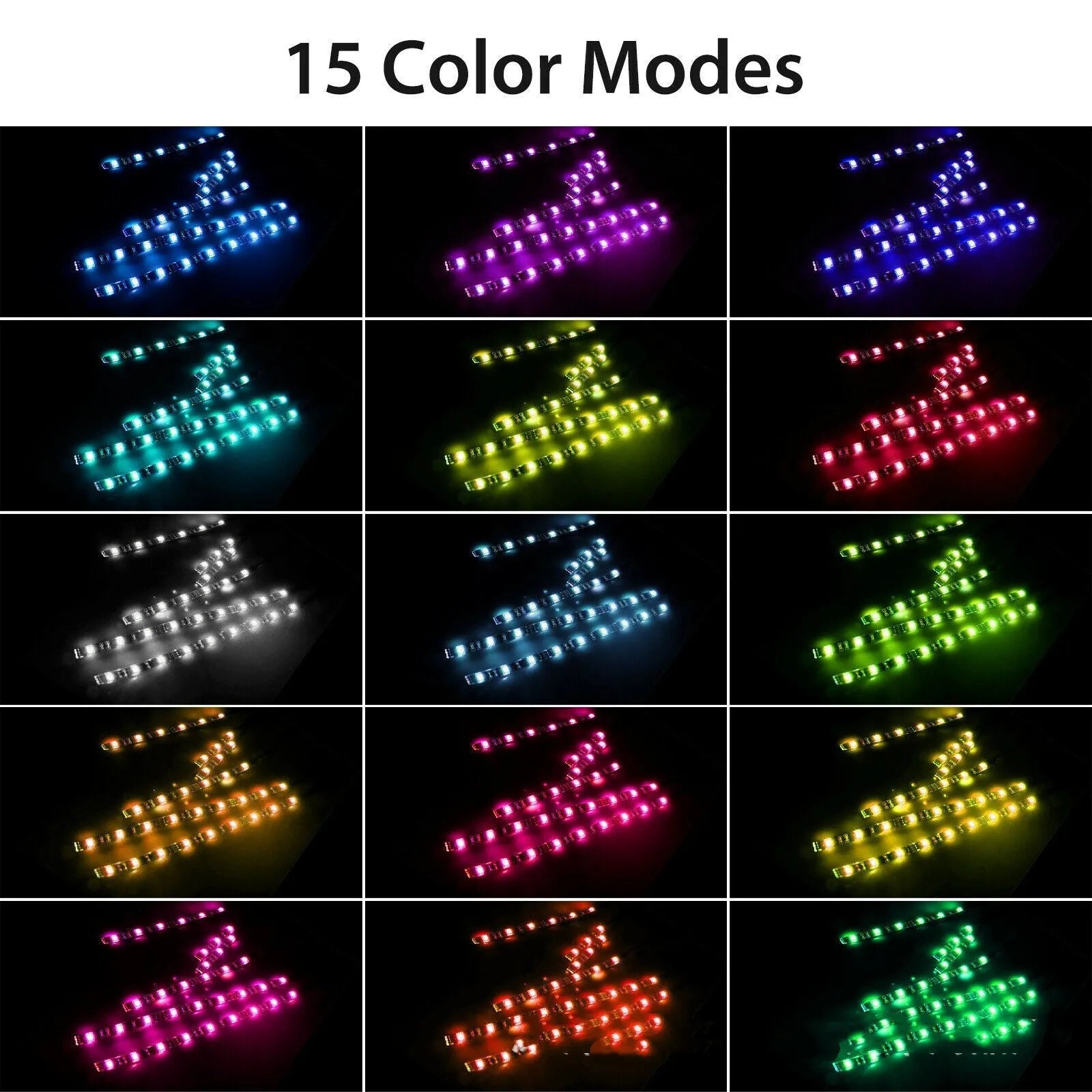 RGB vehicle interior light kit with wireless remote control and flexible silicone strip