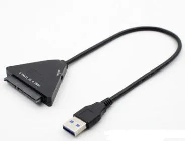Black USB 3.0 to SATA adapter cable for connecting 2.5-inch and 3.5-inch hard drives to computers