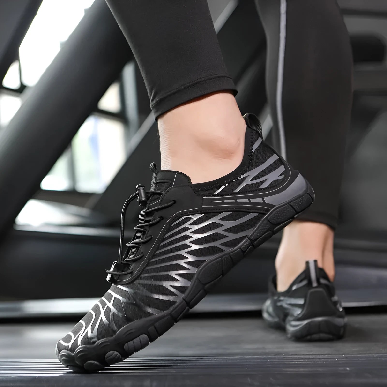 Sports upstream shoes with lace-up front closure in white, black, pink, ash orange or black blue colours