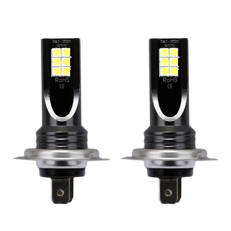 H7 automotive LED fog light unit with aluminium housing and 12 visible LED chips