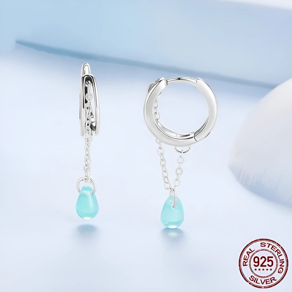 S925 sterling silver double-layer water drop glaze ear clip earrings for women polished drop shape BSE1199