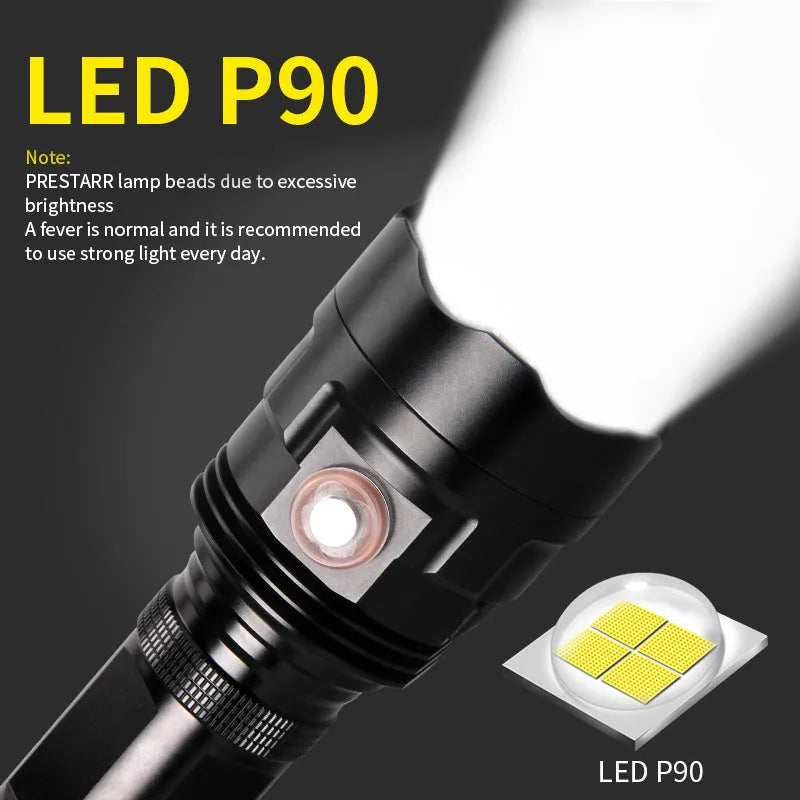 XHP90 XHP50 tactical LED flashlight black aluminium alloy 155mm with lamp holder push switch