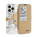 Minimalist TPU phone case with flip stand, kraft paper texture, for iPhone 14 13 12 11