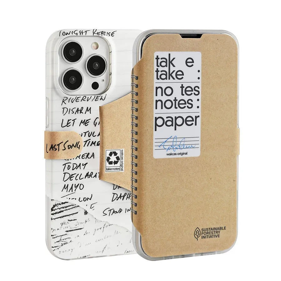 Minimalist TPU phone case with flip stand, kraft paper texture, for iPhone 14 13 12 11
