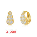 Golden electroplated copper diamond earclip earrings with geometric European styling