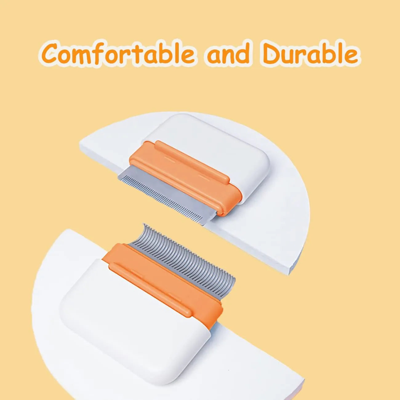 Blue double-sided pet grooming comb for removing loose and tangled hair from cats and dogs