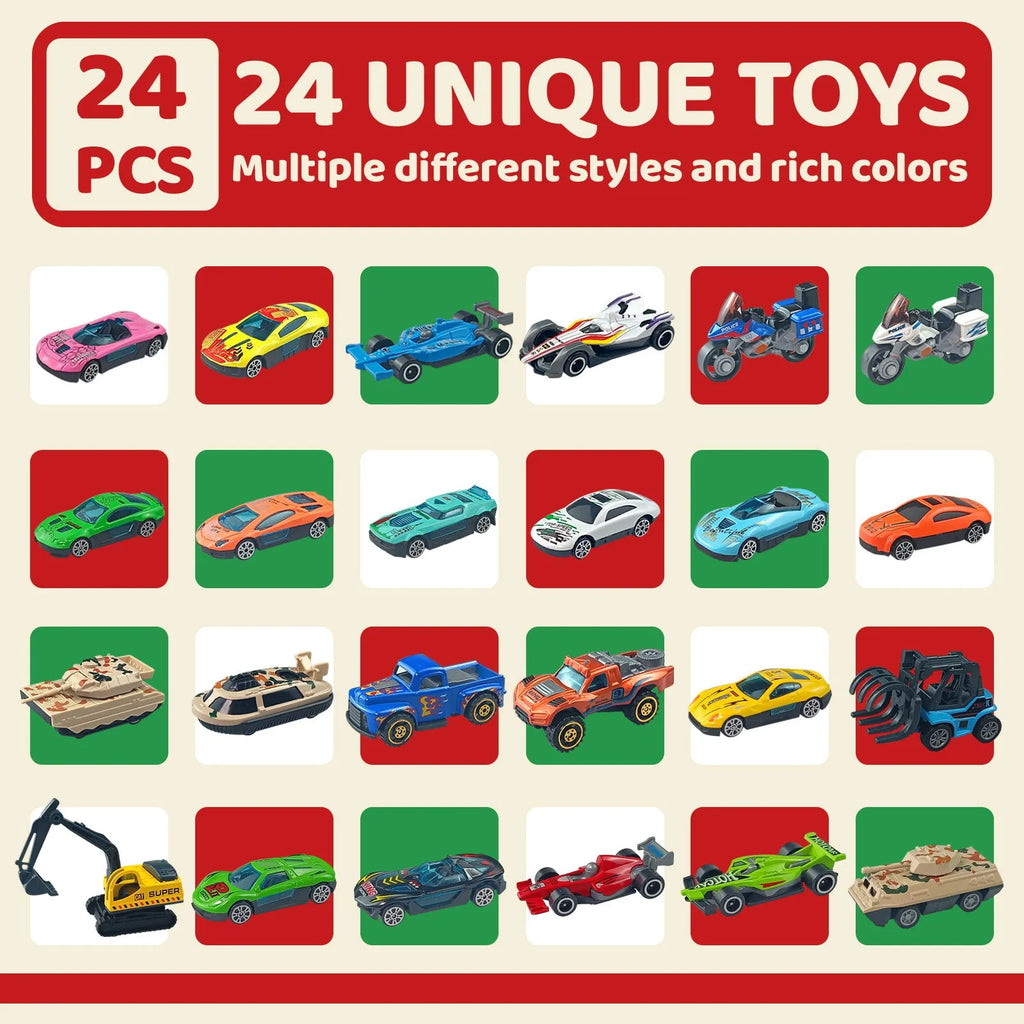 Christmas advent calendar blind box with 24 alloy toy car models in SZ303 colour