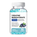 Container of creatine monohydrate supplement gummies showing 60 soft chew pieces.