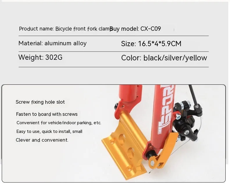 Silver metal quick release clamp for bicycle front fork stabilisation