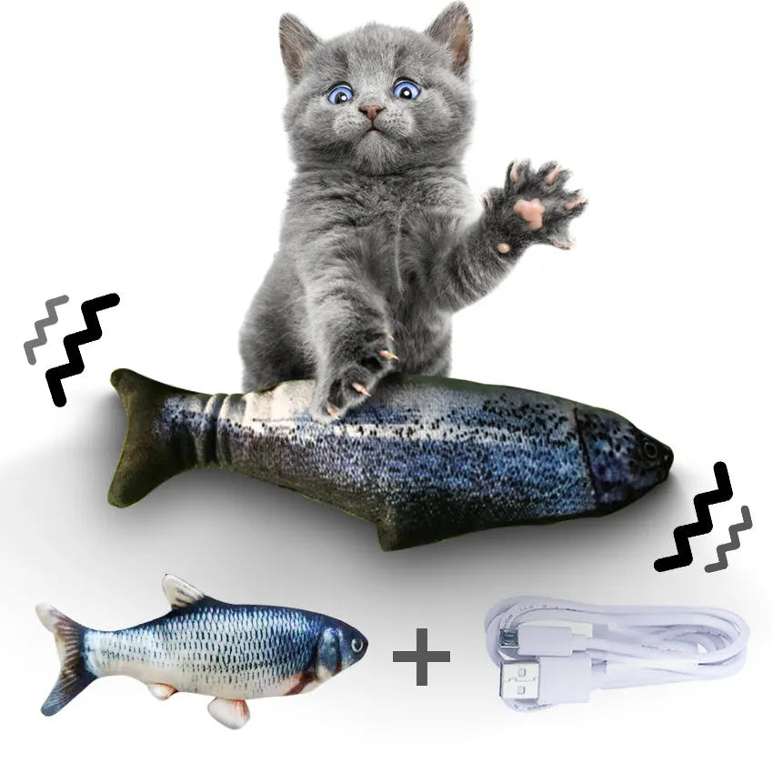30cm multicolour electronic jumping fish cat toy with USB charging cable