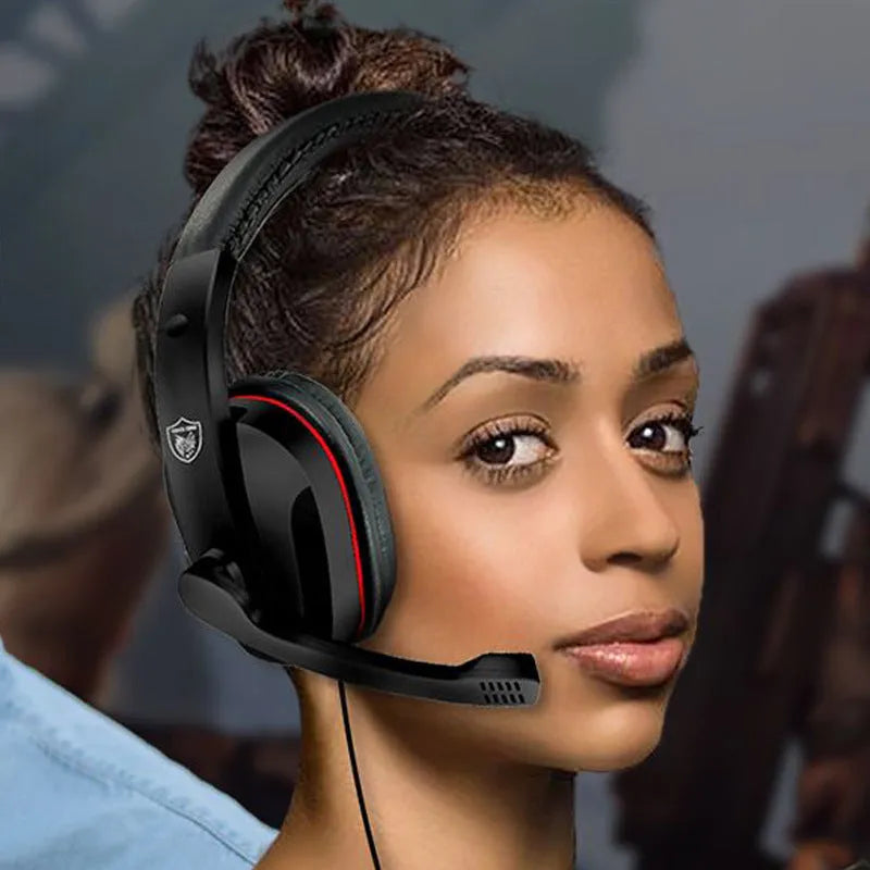 Black wired gaming headset with 40mm speakers and a 6.3mm straight plug on a 1.2m cable.
