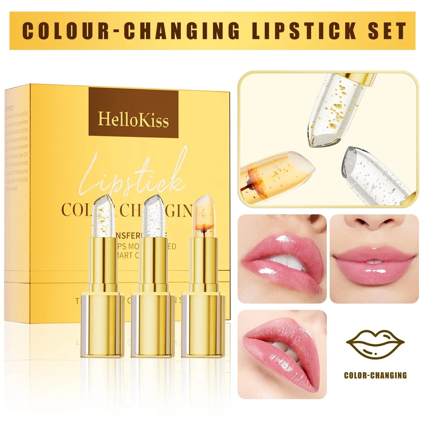 Anti-smudge gilding warm colour-changing lipstick with 3.5g content