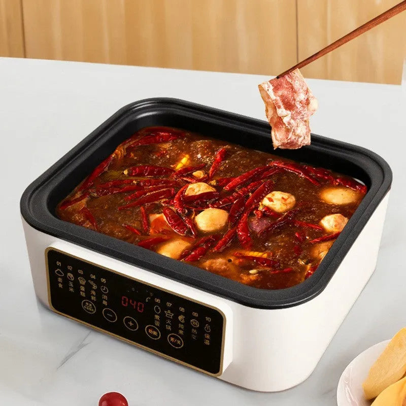Stainless steel electric steamer appliance with 28-litre capacity and digital display