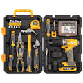 Grey yellow US style tool combo set with 82 chrome-vanadium steel pieces for furniture installation