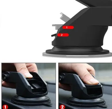 Universal car phone bracket with telescopic rod mounted on vehicle dashboard