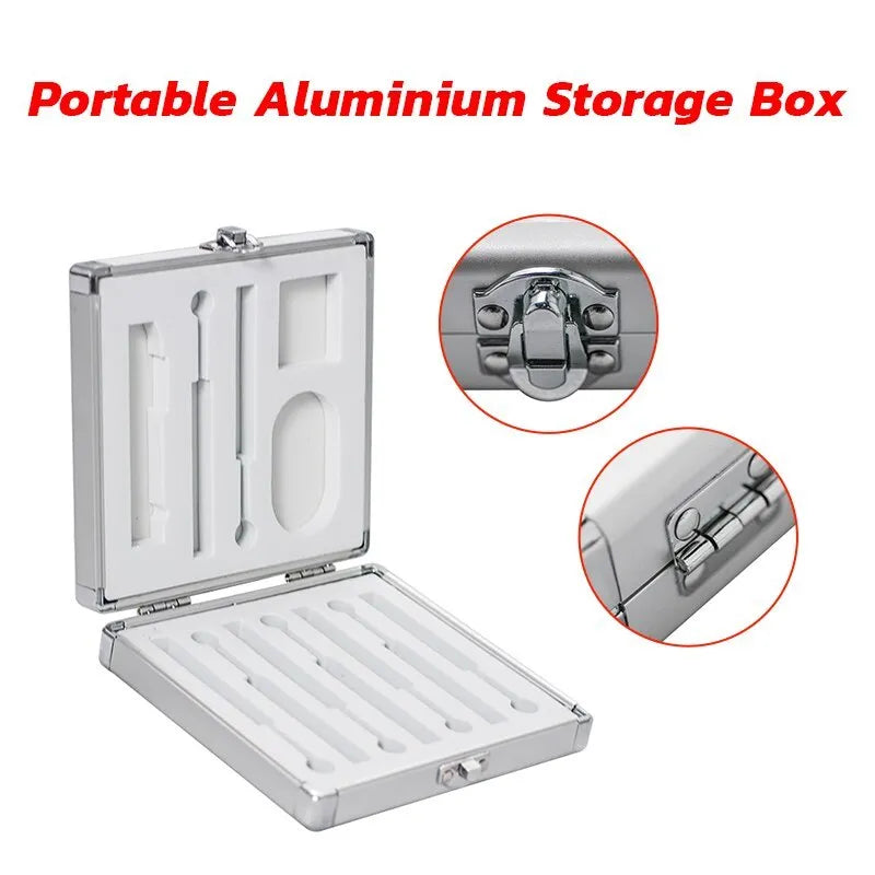Silver aluminium storage box for soldering iron, 154 x 147 x 36mm