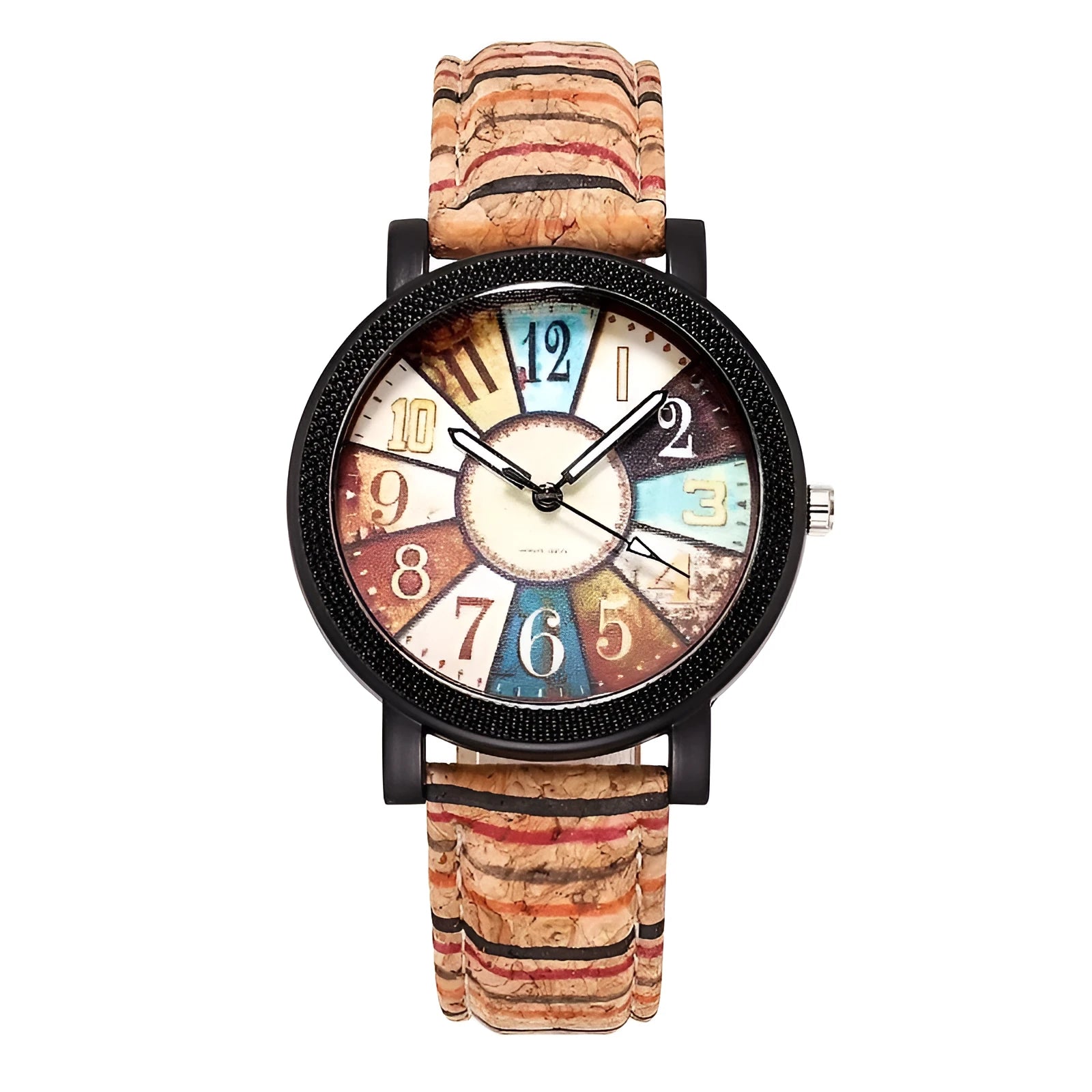 Casual vintage leather women's quartz wrist watch with 37mm round dial and stainless steel buckle