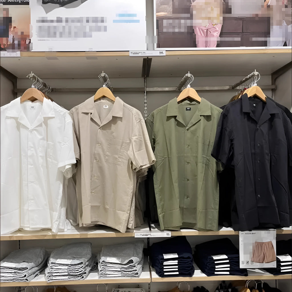 Men's modal cotton blended open collar casual cardigan shirt in beige with regular sleeves and collar detail