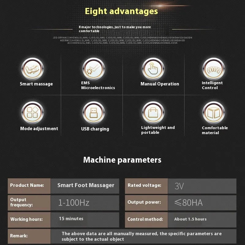 Pulse micro-current intelligent remote control foot massage cushion with leather surface and LCD display panel