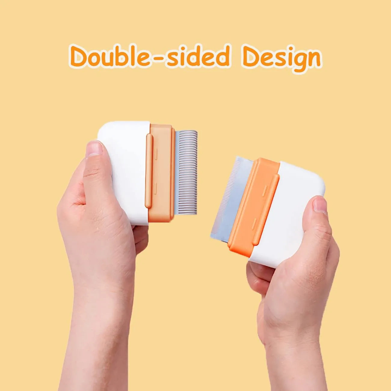 Blue double-sided pet grooming comb for removing loose and tangled hair from cats and dogs