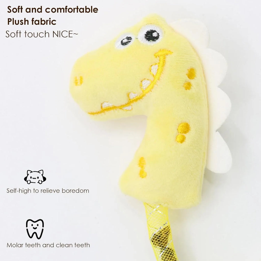 Set of four cat toys: catnip rope toys, springs, plush fish, mouse, and bunny designs in pink, purple, yellow