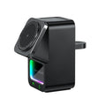 5-in-1 Bluetooth speaker wireless charger in black with QC3.0 fast charge and magnetic support