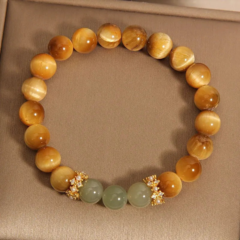 Natural Tiger's Eye Hetian Jade Bracelet U-Shaped Diamond Treatment Golden Gourd Colour Unisex
