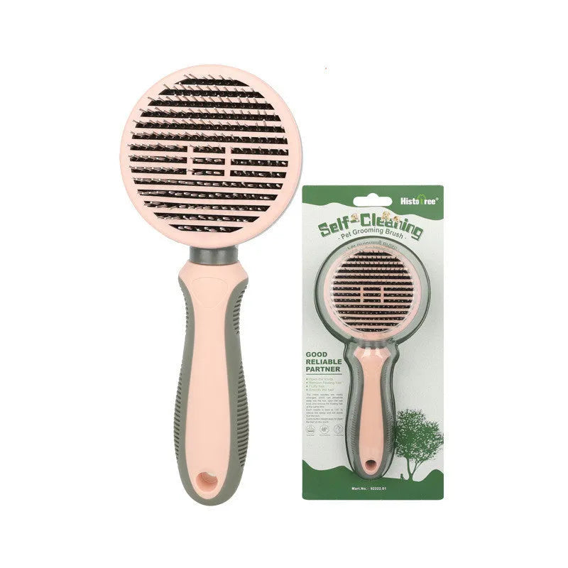 Automatic hair removal comb in green with stainless steel coarse needles, plastic and TPR body on white background