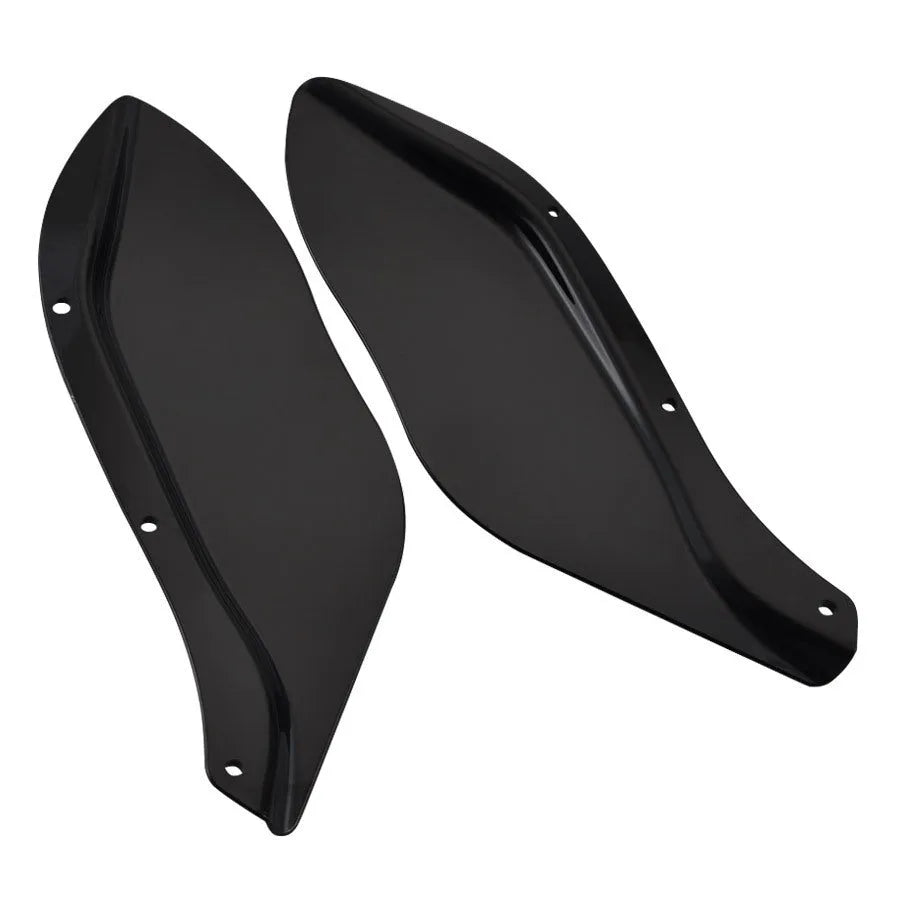 Harley Davidson motorcycle side wing head covers in black and transparent options for Touring models