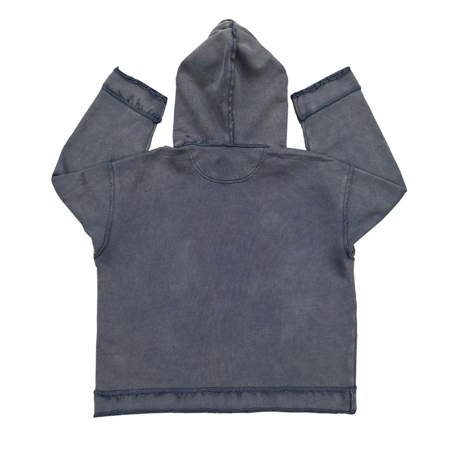 Dark blue reverse colour hoodie sweater with a front kangaroo pocket and hood.