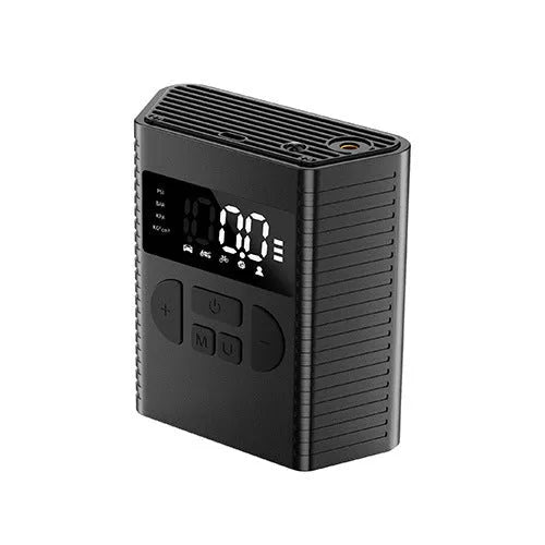 Multi-function high-power wireless car air pump with 100W power, ABS PC casing, and lighting feature