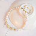 Natural freshwater pearl bracelet with diamond-shaped pearls in Hetian jade colour