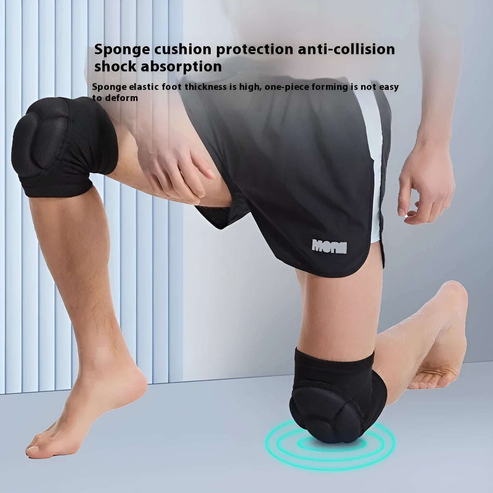 Thick sponge kneepad protection for volleyball dance hiking sports in black and blue colours